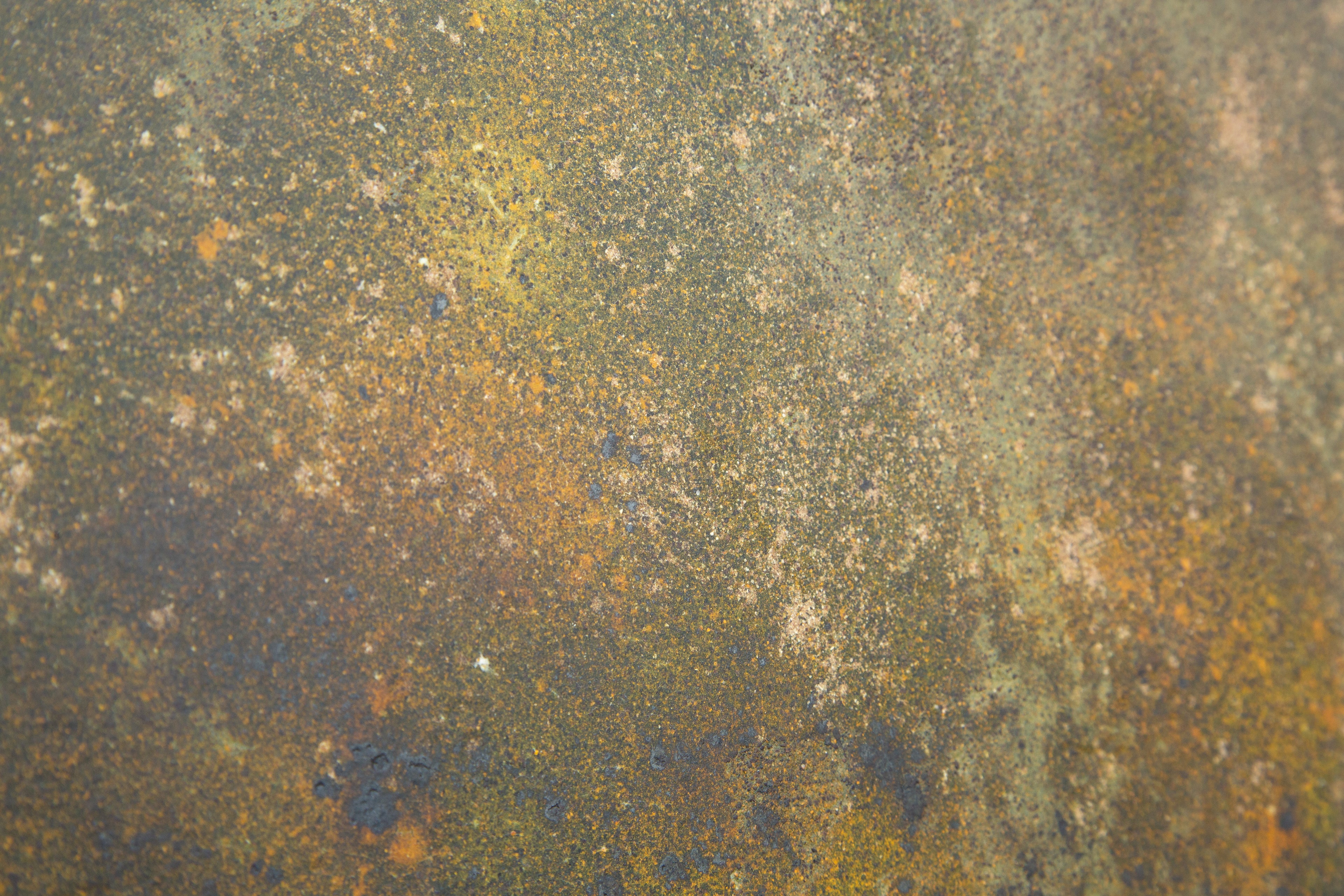 A close up on KAVA interior with speckles of turmeric, peach stone, spirulina and recycled coffee grounds